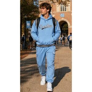 Renegade North Carolina‎ Blue Hoodie and Cargo Jogger Tracksuit Set Mens XL bb20